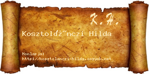 Kosztolánczi Hilda névjegykártya